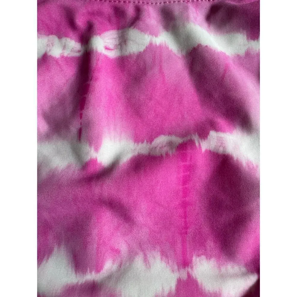 NWT California Waves tie-dyed pink and white high waisted cheeky ruffled bottom